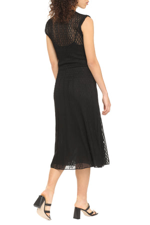 FENDI Black Midi Dress with Mesh Fabric and Removable Slip for Women SS21