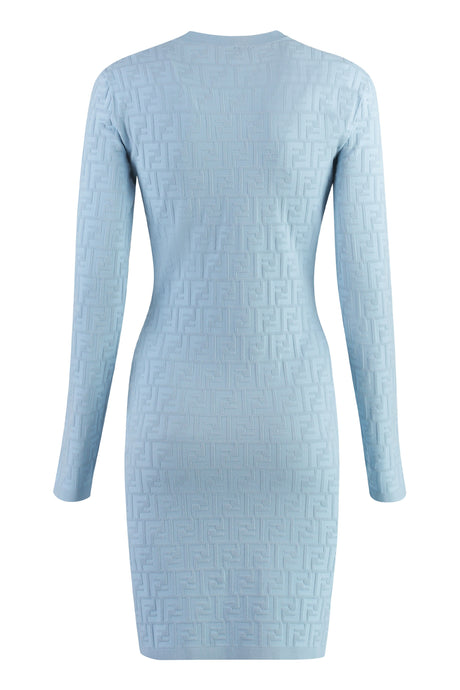 Light Blue Jacquard Knit Mini-Dress - SS24 Collection