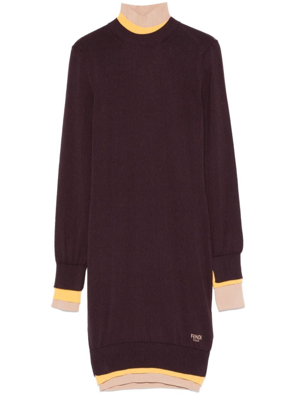 FENDI Layered Ribbed Knit Dress