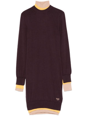 FENDI Layered Ribbed Knit Dress