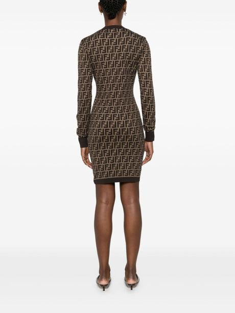 FENDI Signature Zucca Monogram Cotton Blend Mini Dress for Women