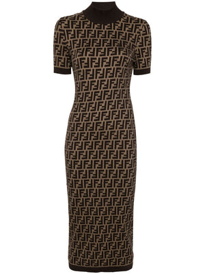 FENDI Elegant Jacquard Midi Dress for Women