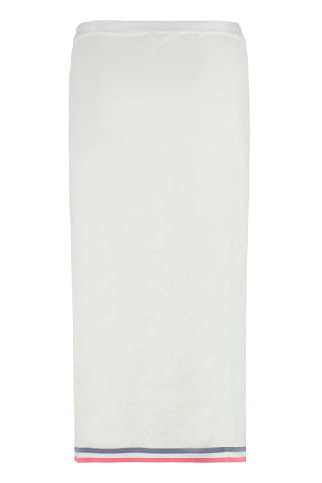 White Jacquard Knit Skirt with Fendi Mirror Motif for Women