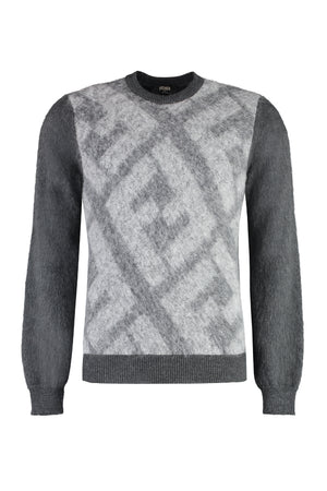 FENDI Men's Grey Crew-Neck Sweater for FW23