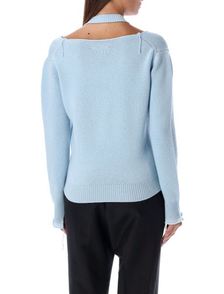 Off-the-shoulder Raffia Cashmere Pullover