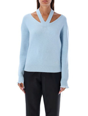 FENDI Elegant Off-The-Shoulder Raffia Pullover in Blue for Women