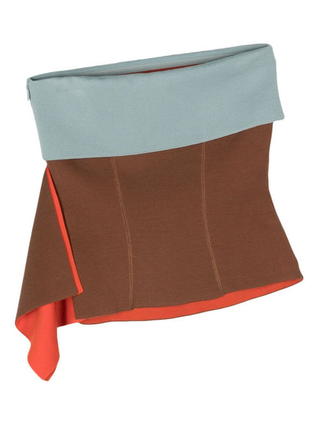 FENDI Asymmetric Draped Color Block Bustier Top for Women, SS24