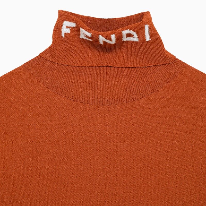 FENDI Multicolored Lycra High Neck Sweater with Logo for Women