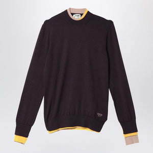 FENDI Aubergine Wool Round Neck Sweater for Women