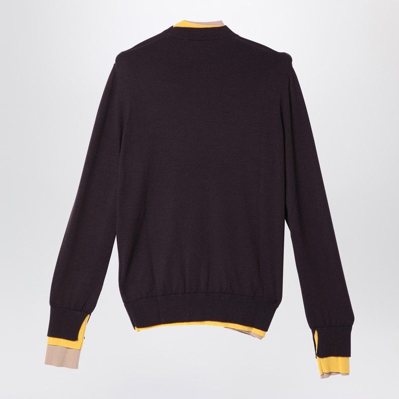 FENDI Elegant Wool Sweater with Front Logo Intarsia