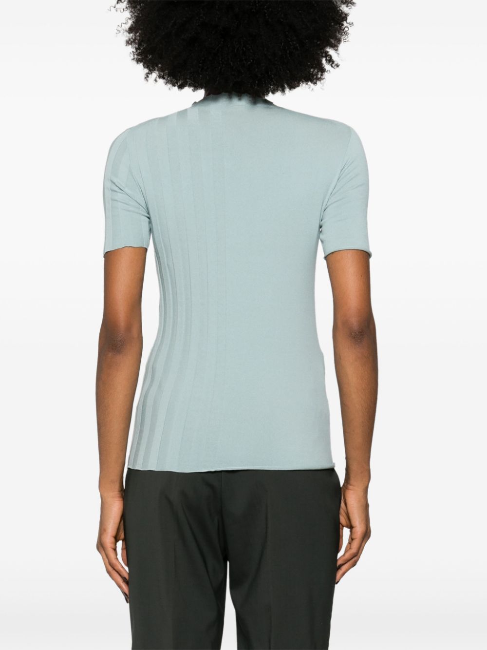 FENDI Clear Blue Ribbed Crew Neck Tee