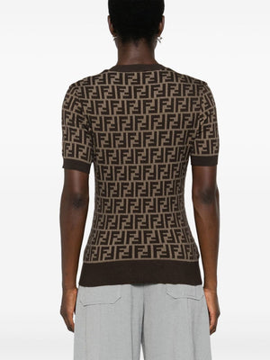 FENDI Cotton Blend Knit Top