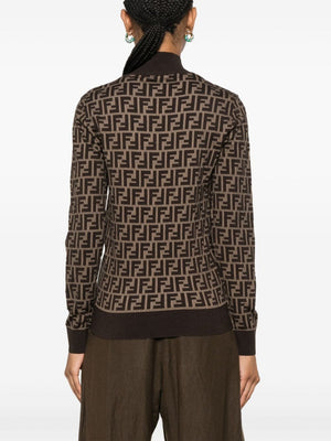 FENDI High-Neck Patterned Jacquard Sweater for Women