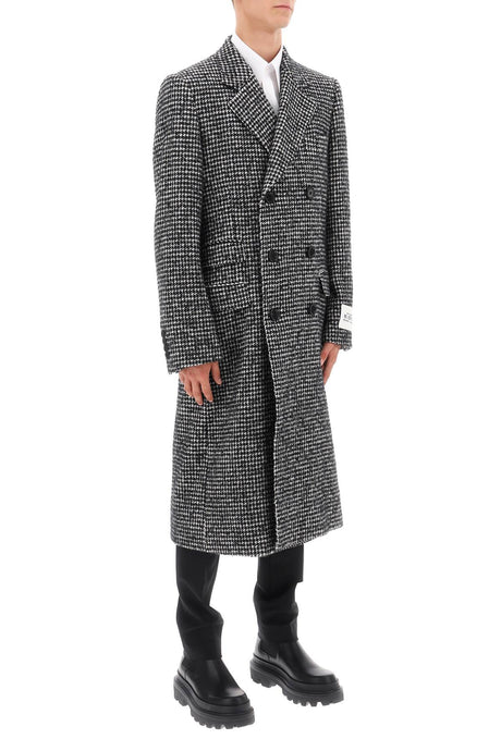 DOLCE & GABBANA Men's Wool Houndstooth Jacket with Double-Breasted Design and Re-Edition Label