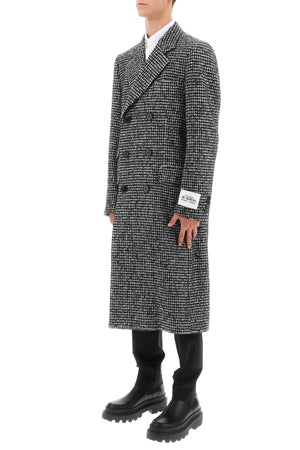 DOLCE & GABBANA Men's Wool Houndstooth Jacket with Double-Breasted Design and Re-Edition Label