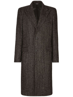 Grey Herringbone Wool-Alpaca Single-Breasted Jacket