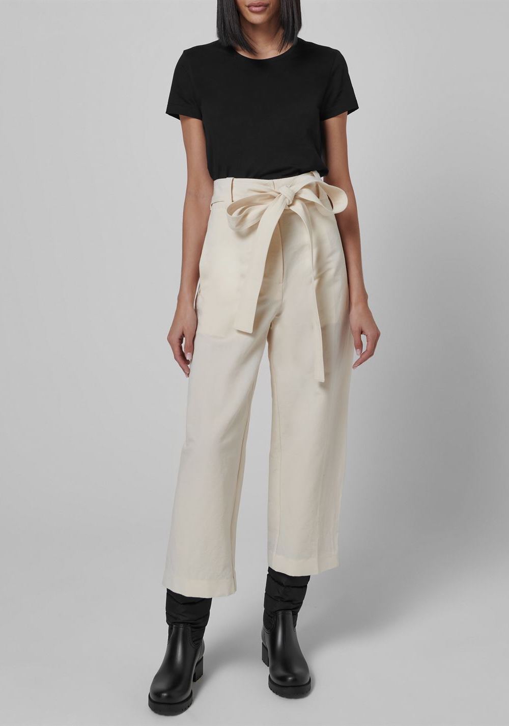 MONCLER Belted Cropped Wide Leg Pants