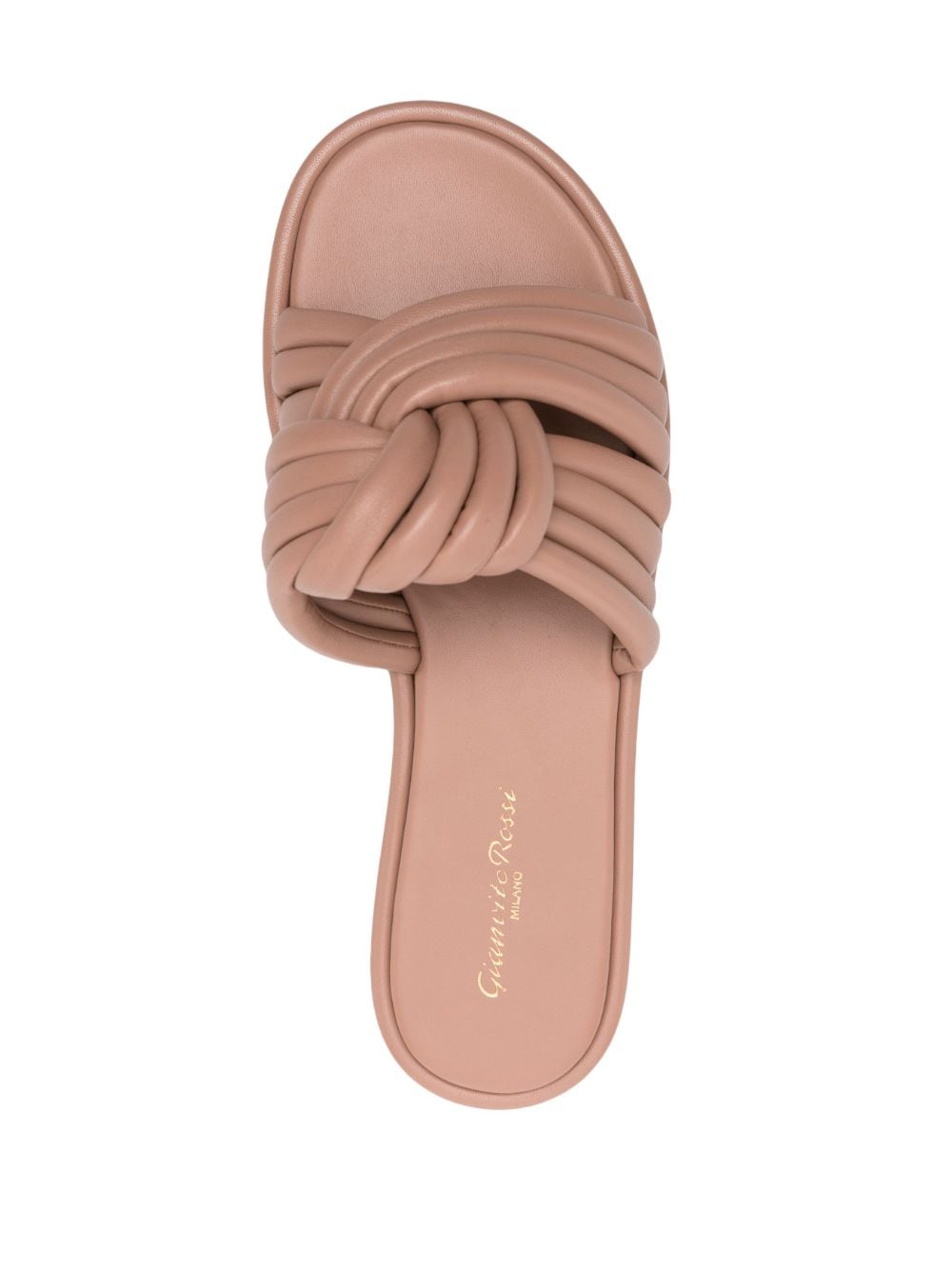 GIANVITO ROSSI Leather Flat Sandals in Blush Beige for Women