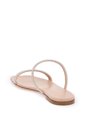 GIANVITO ROSSI Crystal Embellished Leather Slide Sandals for Women - Mixed Colours