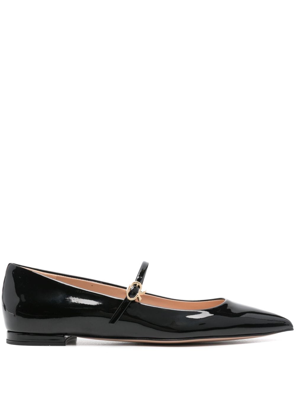 GIANVITO ROSSI Patent Leather Ballet Flats with Ribbon Buckle