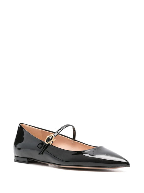 GIANVITO ROSSI Patent Leather Ballet Flats with Ribbon Buckle