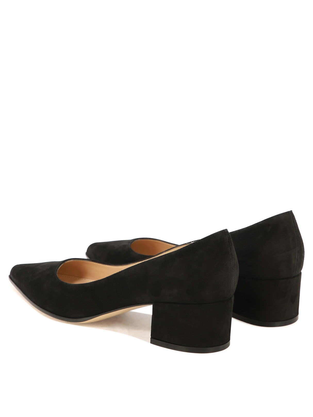 GIANVITO ROSSI Classic Black Suede Block-Heel Pumps for Women