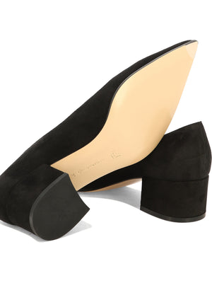 GIANVITO ROSSI Classic Black Suede Block-Heel Pumps for Women