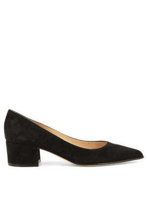 GIANVITO ROSSI Classic Black Suede Block-Heel Pumps for Women