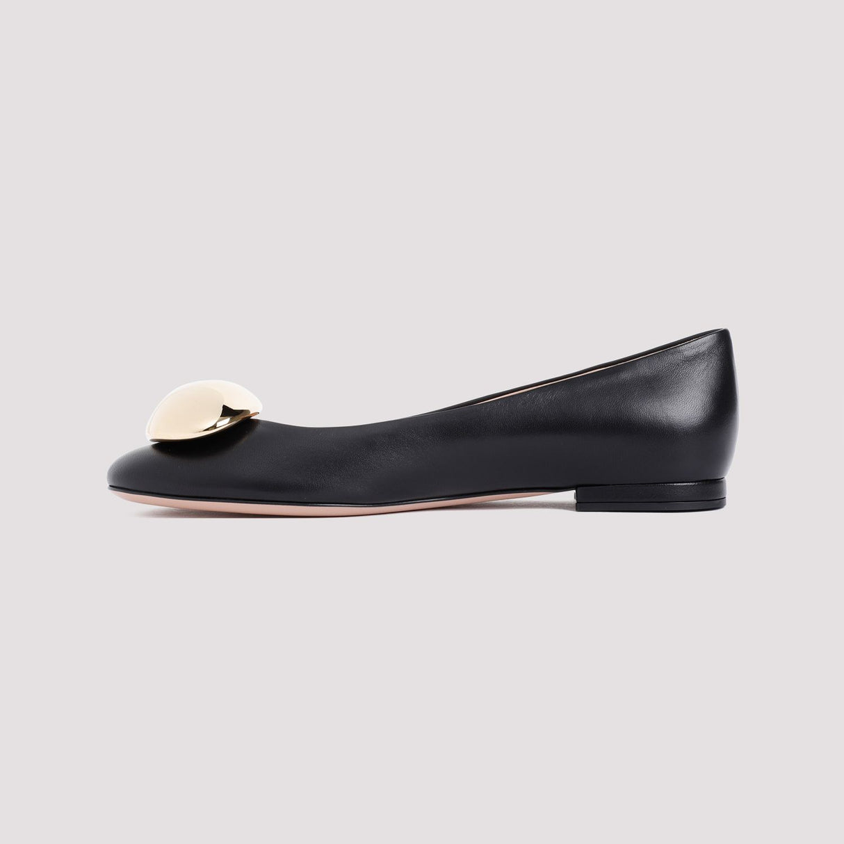 GIANVITO ROSSI Classic Black Nappa Leather Ballerina Flats for Women