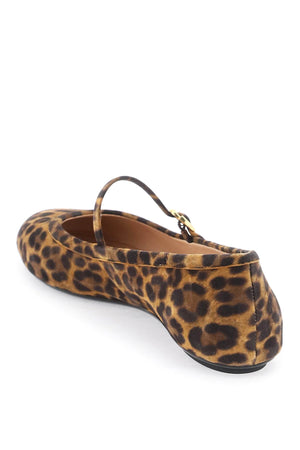 GIANVITO ROSSI Leopard Suede Ballet Flats with Iconic Ribbon Buckle for Women