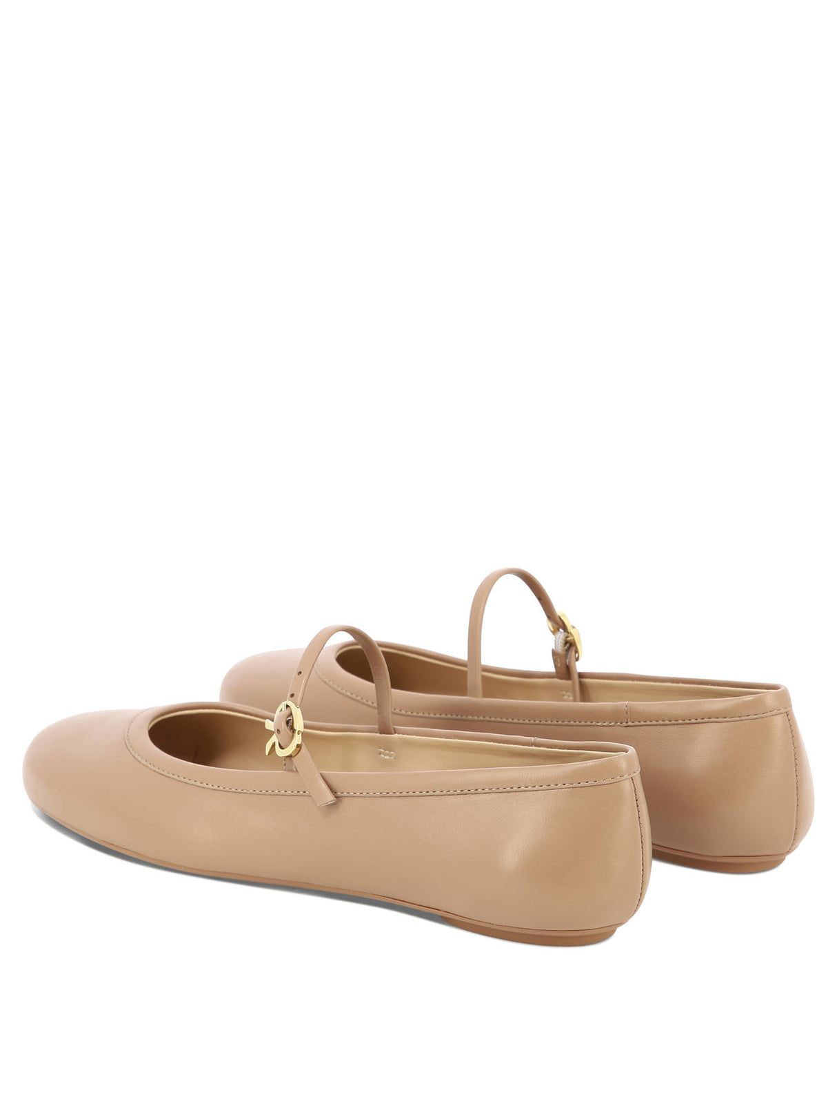 GIANVITO ROSSI Blush Beige Leather Ballet Flats for Women