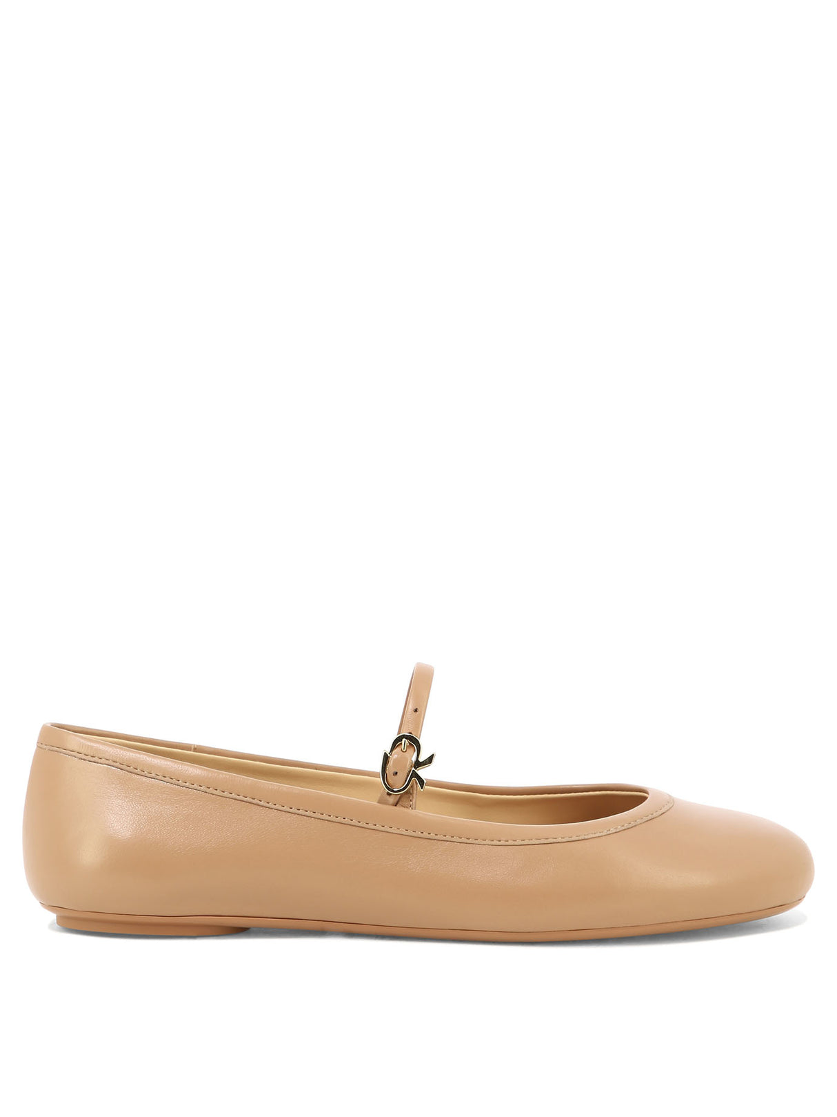 GIANVITO ROSSI Blush Beige Leather Ballet Flats for Women