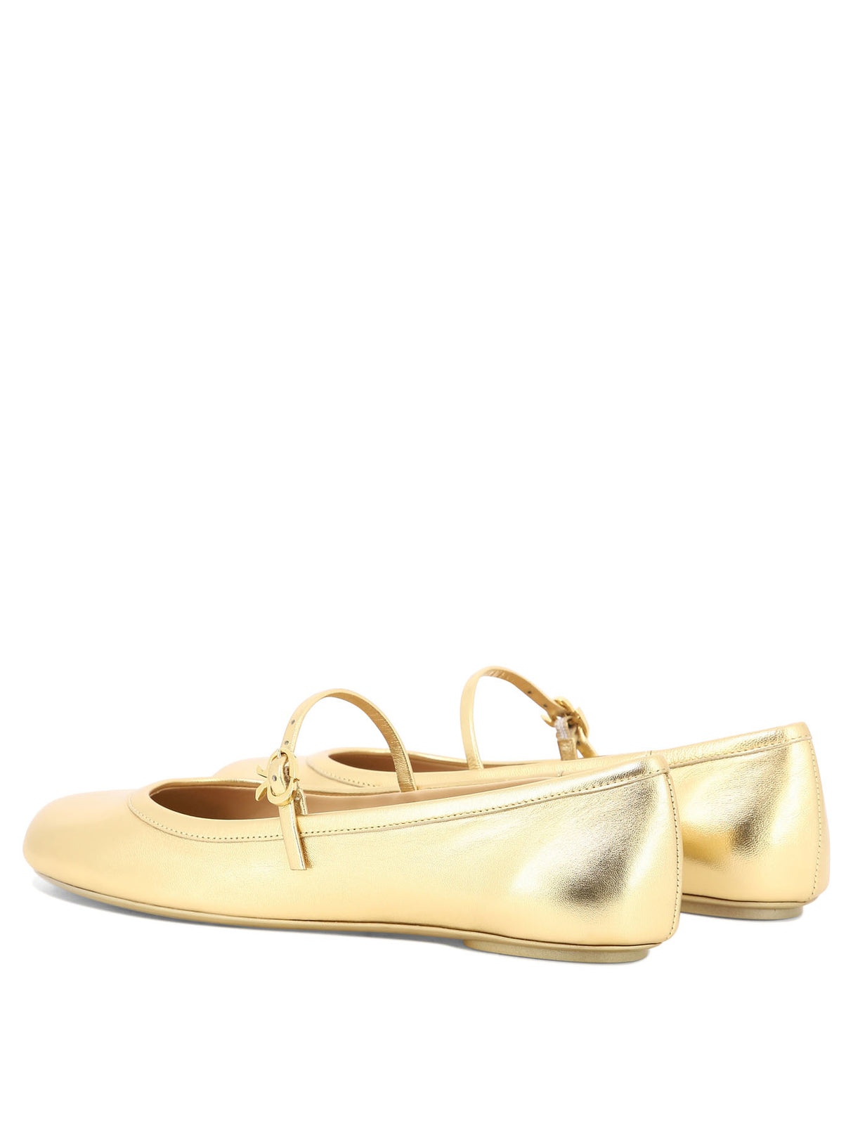 GIANVITO ROSSI Gold Ballet Flats for Women - Strappy Instep with Ribbon Buckle