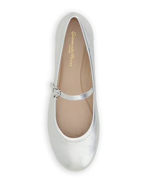 GIANVITO ROSSI Silk Washed Metallic Ballerina Flats