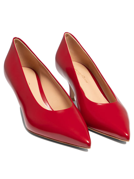 حذاء ذو كعب عالي جلدي أحمر للنساء - مجموعة خريف وشتاء 2024