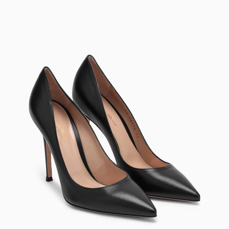 GIANVITO ROSSI Elegant Black Leather Pumps for Women – High Heel Pointed Toe Shoes for SS23