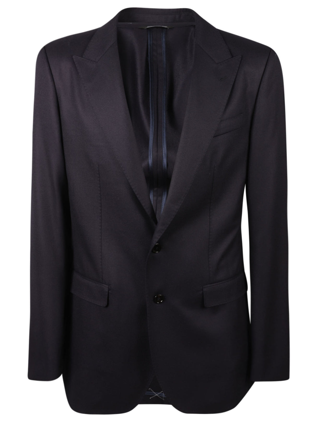 DOLCE & GABBANA Midnight Blue Wool Twill Peak Lapel Jacket for Men