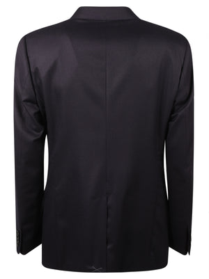 DOLCE & GABBANA Midnight Blue Wool Twill Peak Lapel Jacket for Men