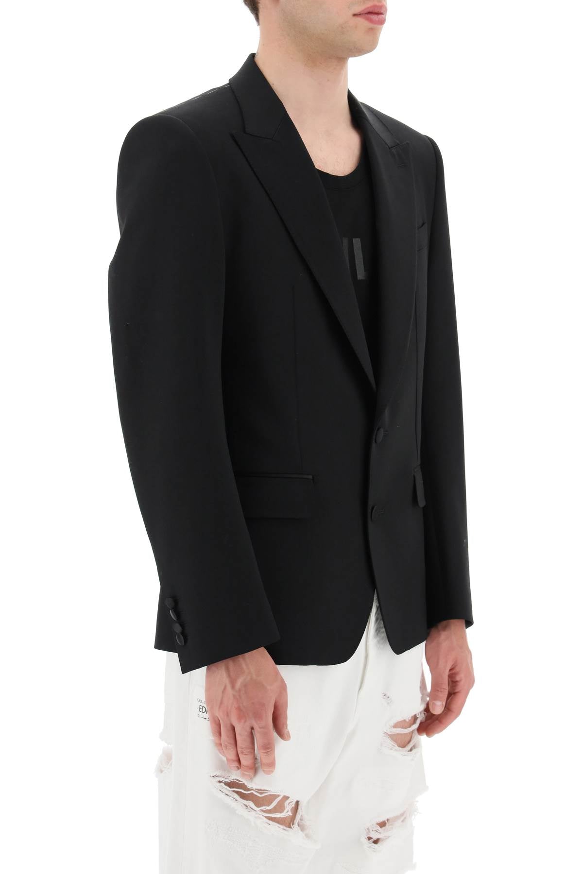 DOLCE & GABBANA Men's Slim Fit Single-Breasted Tuxedo Jacket in Black for SS23