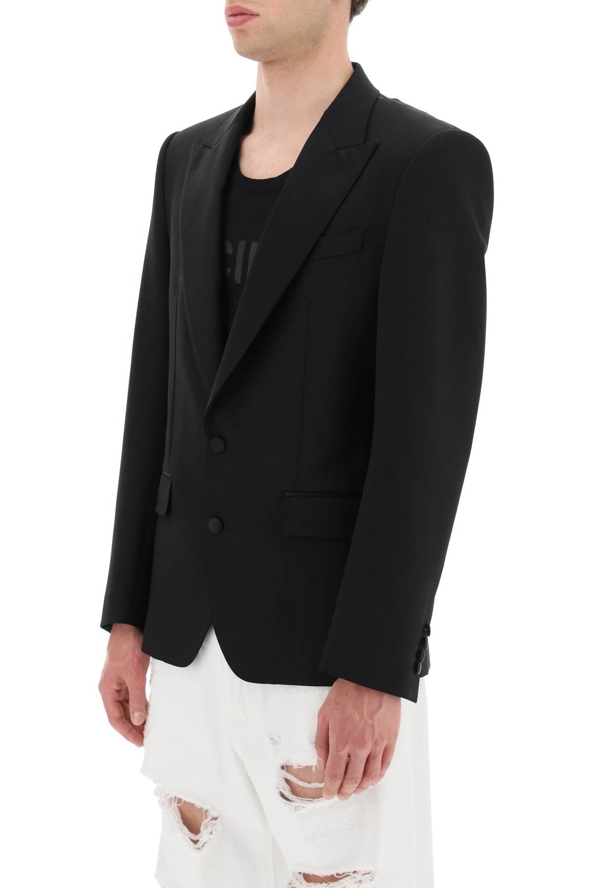 DOLCE & GABBANA Men's Slim Fit Single-Breasted Tuxedo Jacket in Black for SS23