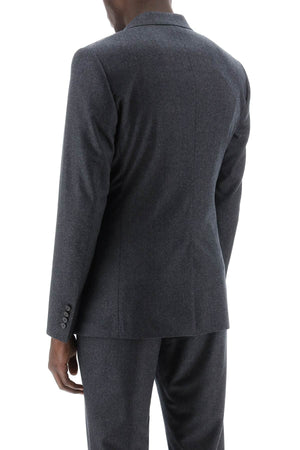 DOLCE & GABBANA Men's Grey Wool Flannel Blazer with Deconstructed Design