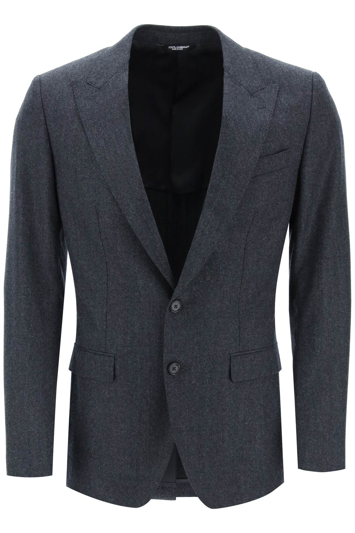 DOLCE & GABBANA Men's Grey Wool Flannel Blazer with Deconstructed Design