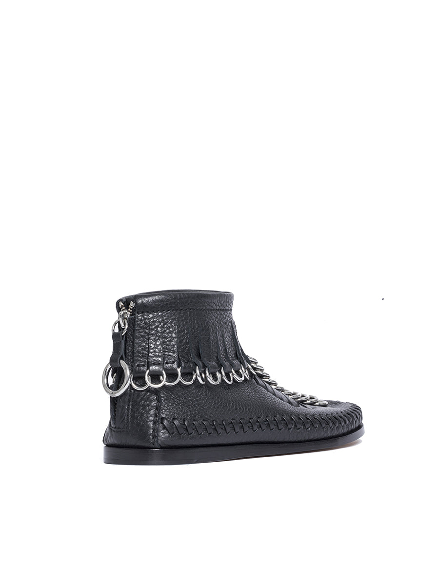 ALEXANDER WANG Modern Black Montana Boots with Metal Rings and Woven Sole for Women