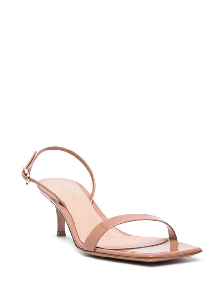 GIANVITO ROSSI Effortless Elegance: Beige Leather Sandals with High Stiletto Heels for Women