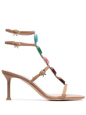 Contemporary T-Strap Sandals for Women in Luxurious Leather and Raffia