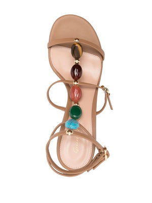 Contemporary T-Strap Sandals for Women in Luxurious Leather and Raffia