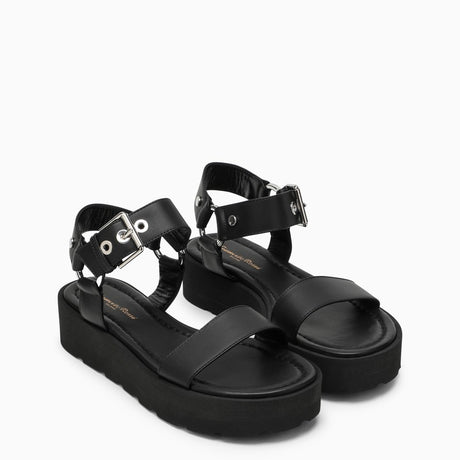 Stylish Black Leather Platform Sandal for Women