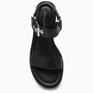 Stylish Black Leather Platform Sandal for Women