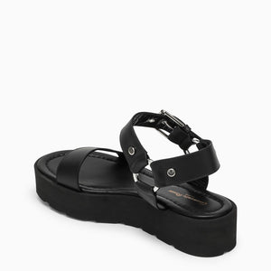 Stylish Black Leather Platform Sandal for Women