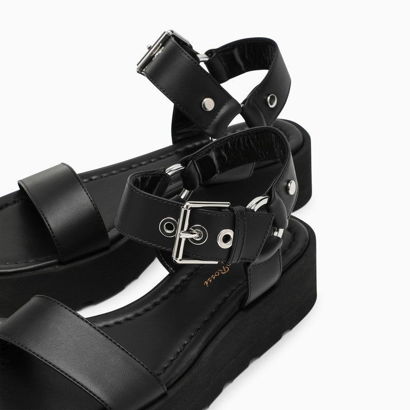 Stylish Black Leather Platform Sandal for Women